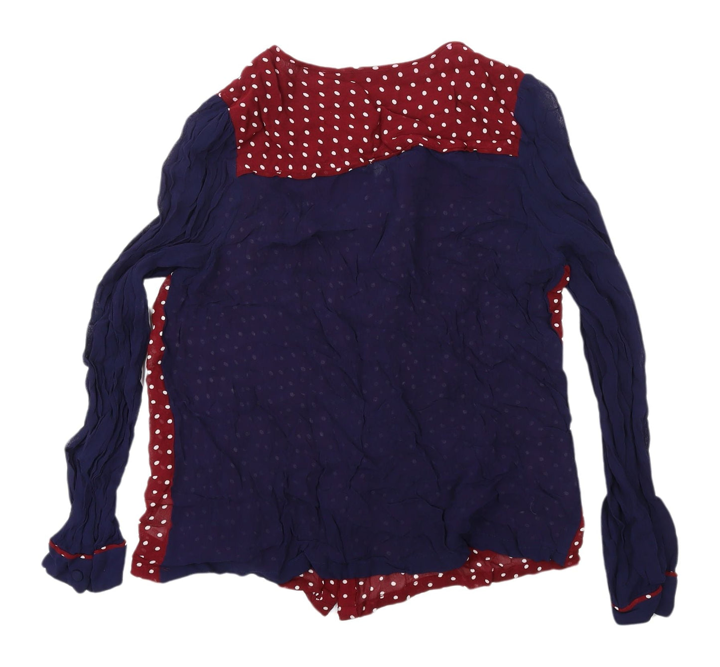 Topshop Women's Red Polka Dot Button-Up Blouse - Size 16