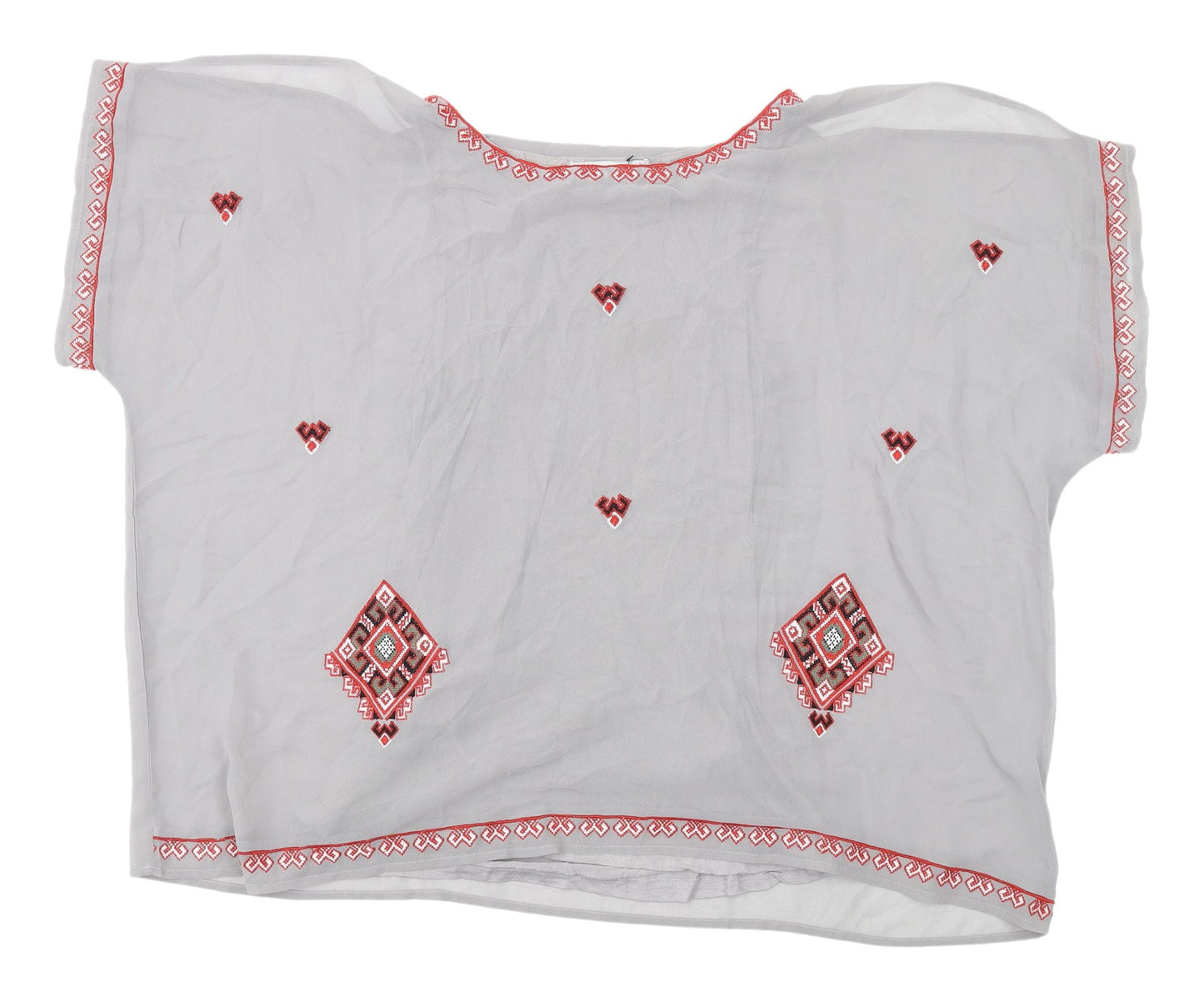 Next Women's White Geometric Blouse UK Size 10 Boat Neck