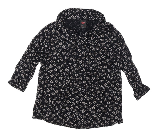 Le Coq Women's Black Floral Button-Up Shirt, Size L