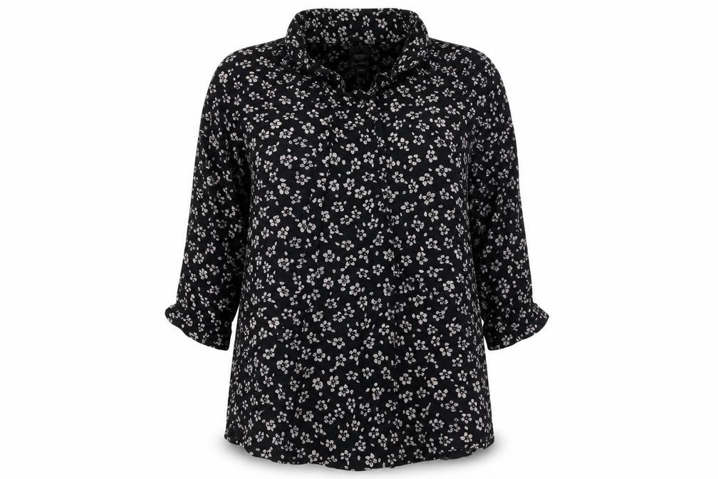 Womens UK Size L Le Coq Black Viscose Button-Up
