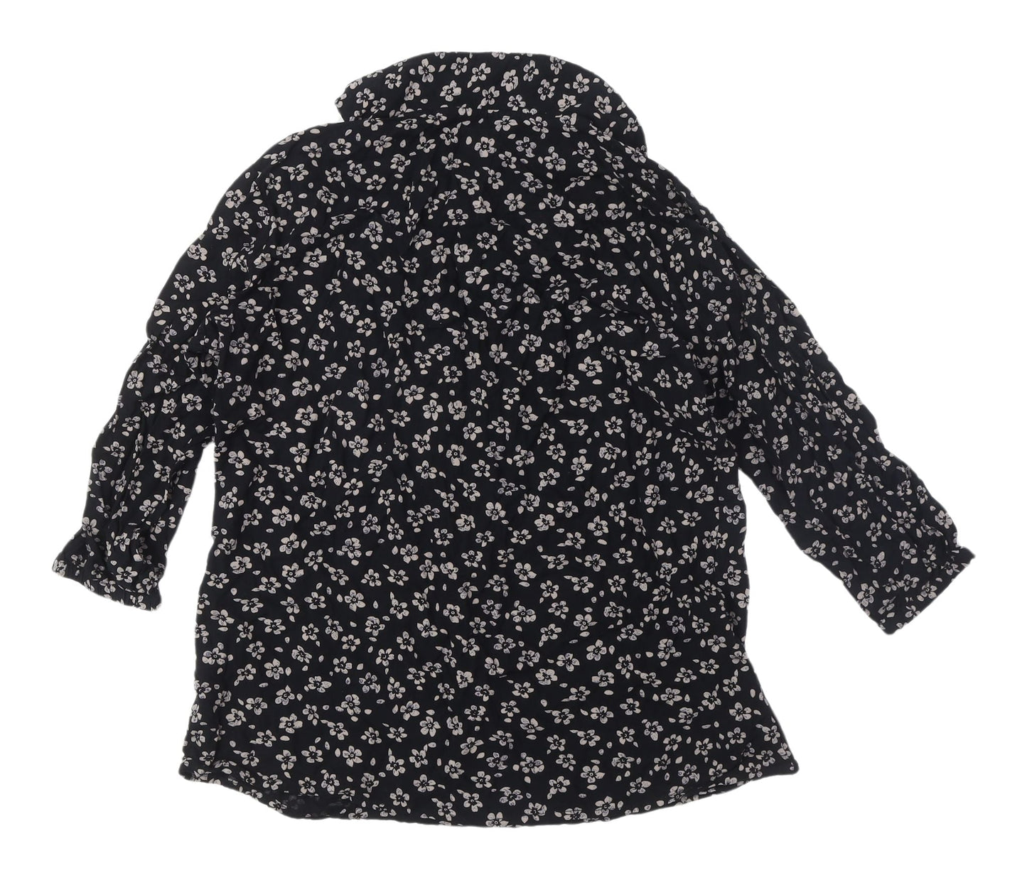 Le Coq Women's Black Floral Button-Up Shirt, Size L
