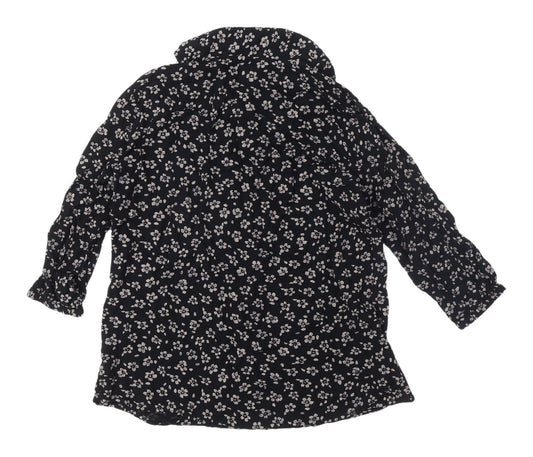 Le Coq Women's Black Floral Button-Up Shirt, Size L