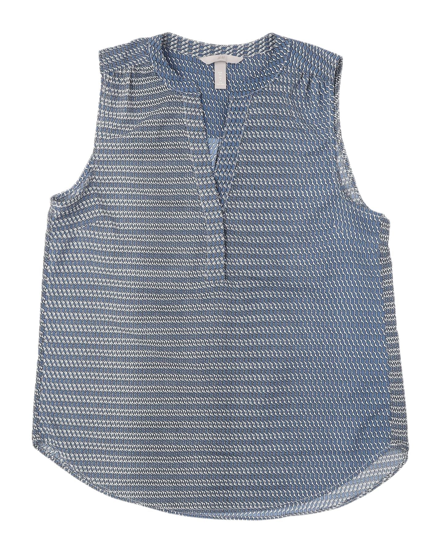 H&M Women's Blue Geometric Sleeveless Blouse Size 6