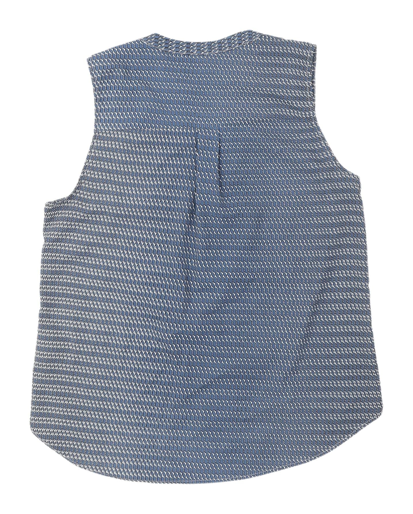 H&M Women's Blue Geometric Sleeveless Blouse Size 6