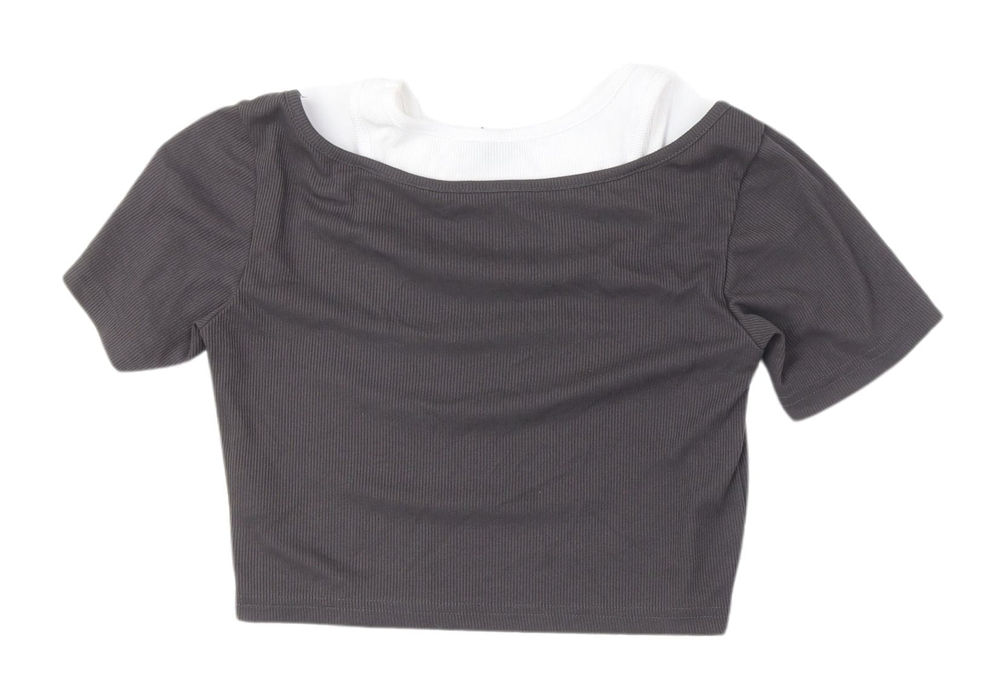Dazy Women's Grey Cropped T-Shirt M Casual Spring