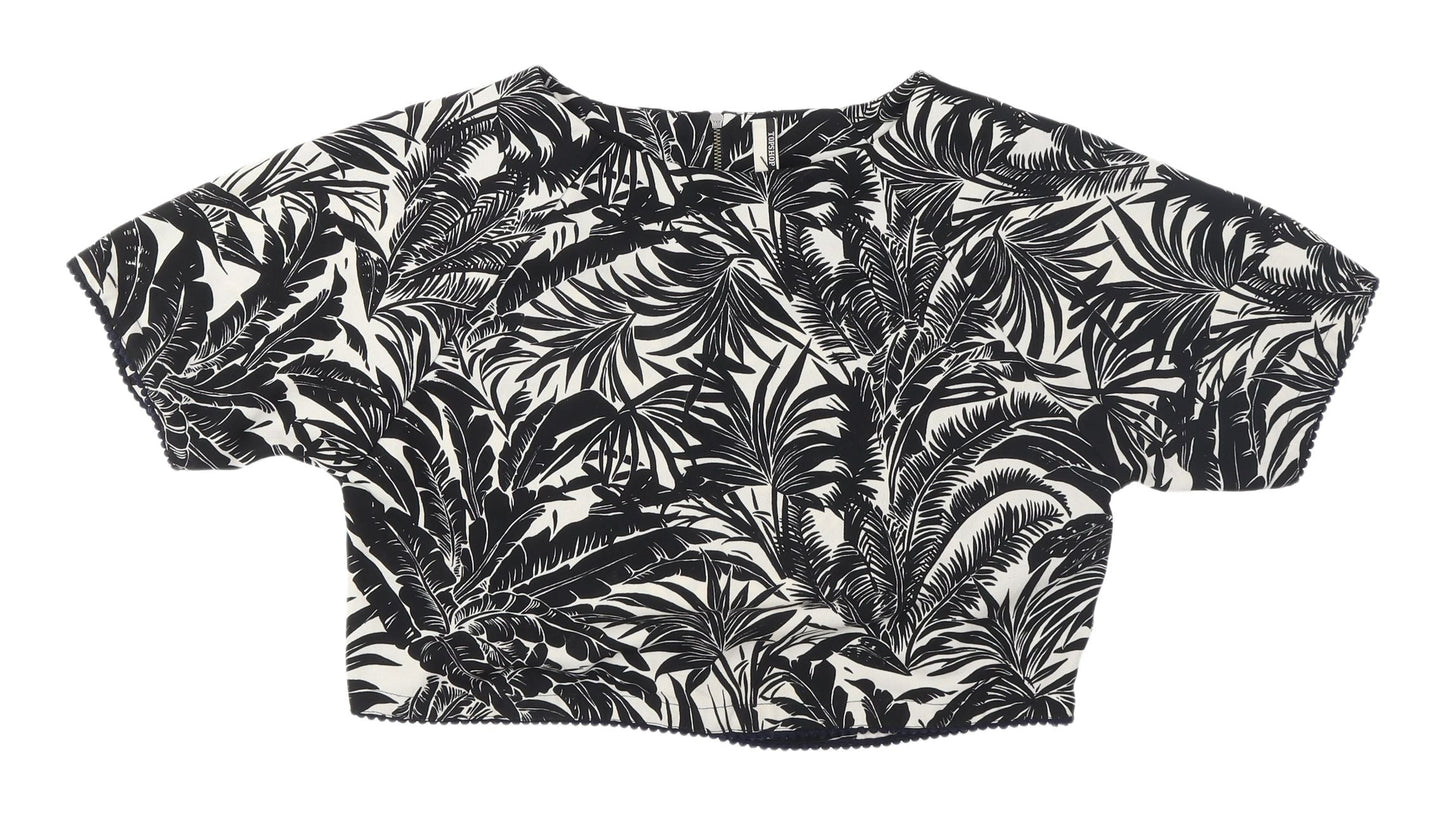 Topshop Women's Black Cropped Blouse Size 8