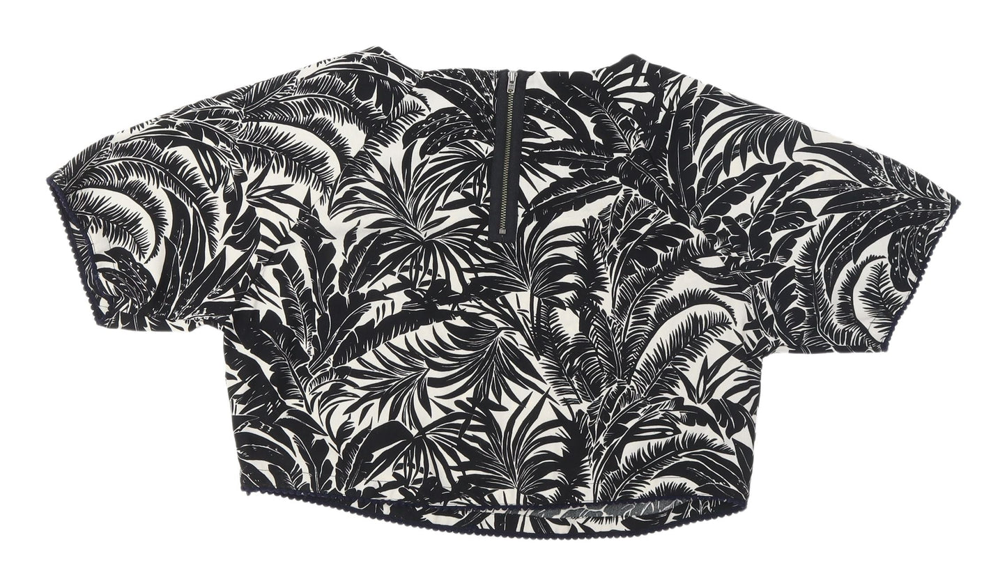 Topshop Women's Black Cropped Blouse Size 8