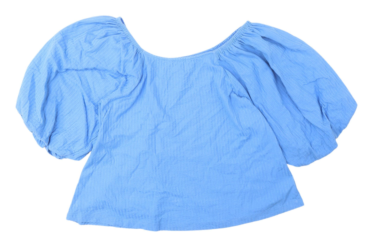 Next Blue Off the Shoulder Blouse, Size 10, Balloon Sleeve