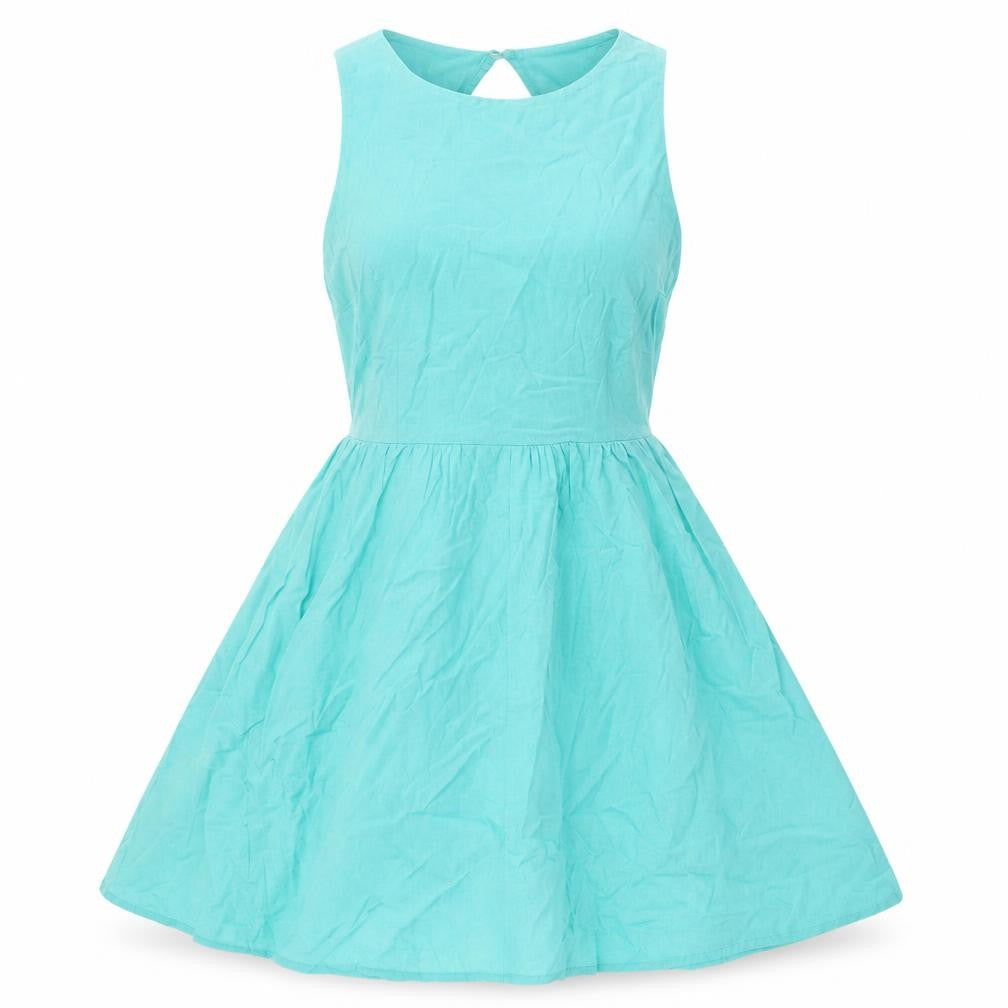Front view of ASOS Petite Women's Green Skater Dress, size 10