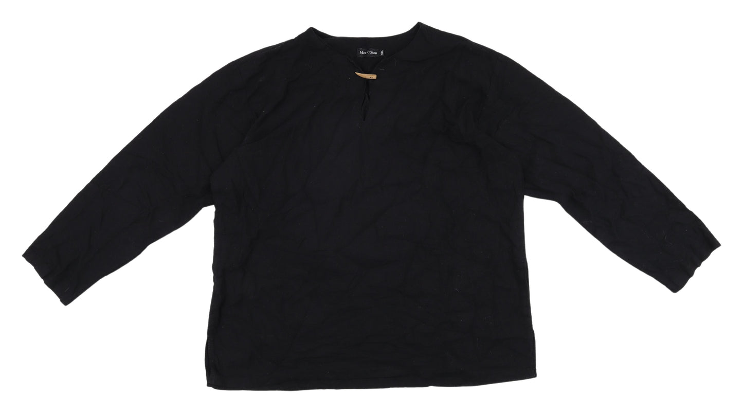 Mee Cotton Black Women's Plus Size Blouse, 10XL