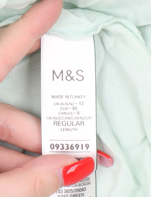 Marks and Spencer Women's Green Flutter Sleeve Blouse Size 12