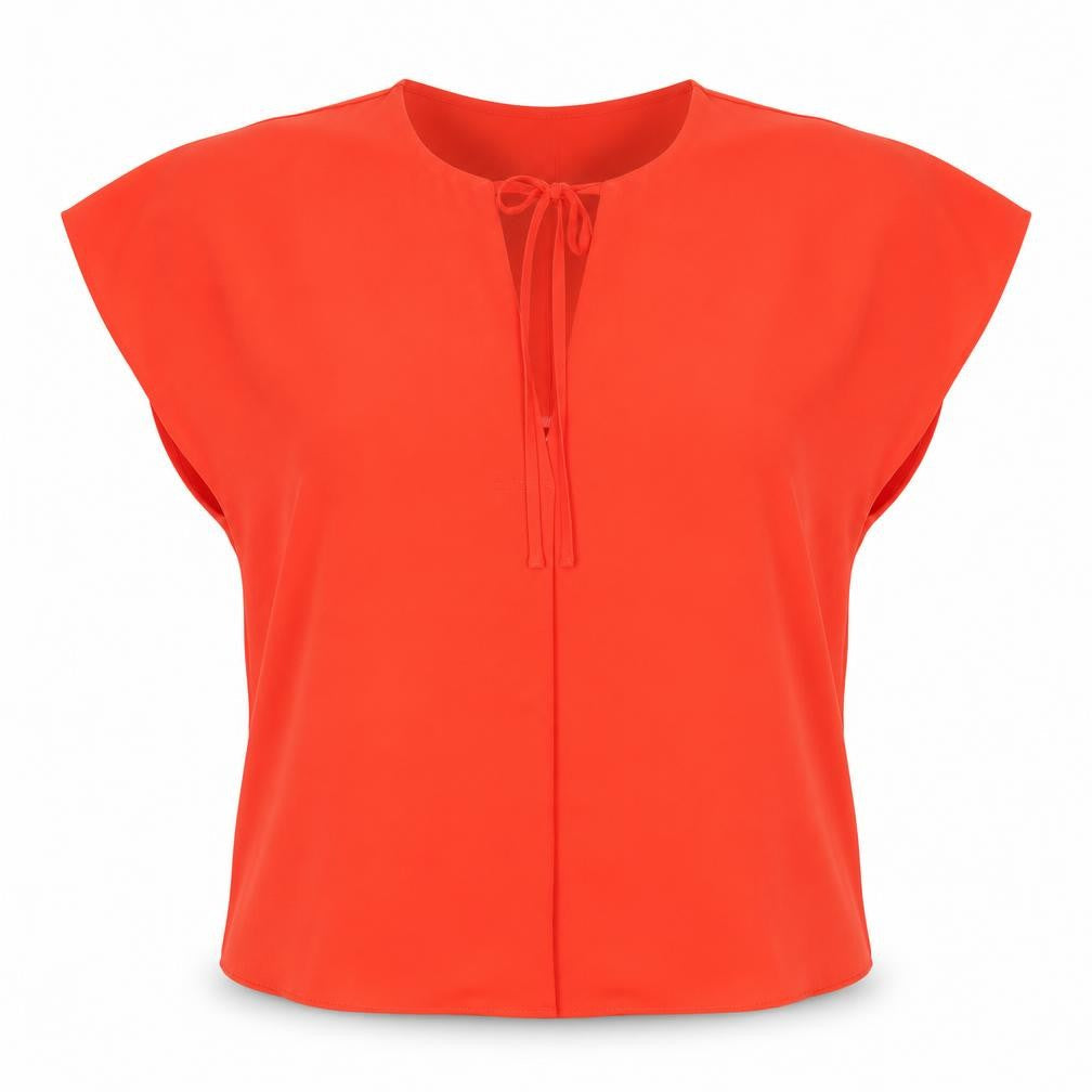 Front view of Marks & Spencer Orange Cap Sleeve Blouse, size 12
