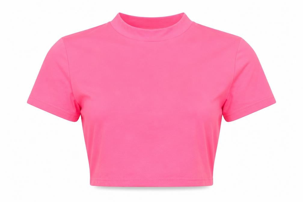 PrettyLittleThing Pink Cropped Mock Neck T-Shirt Size 6