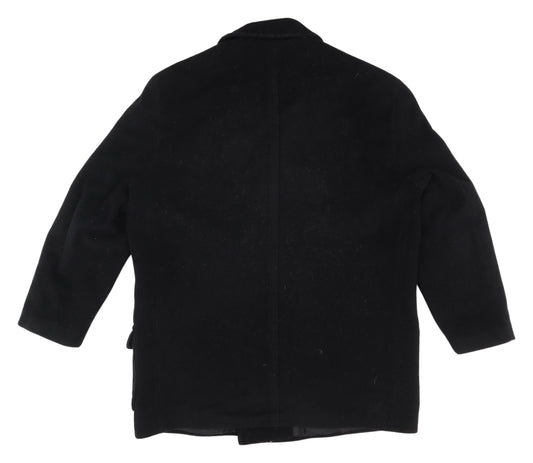 Canda Unisex Black Wool Cashmere Pea Coat Size 32