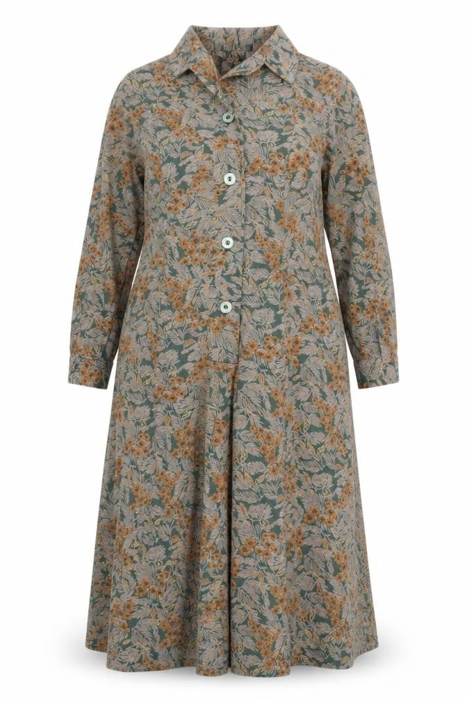Deas Club Women's Floral Green Shirt Dress, Size 20