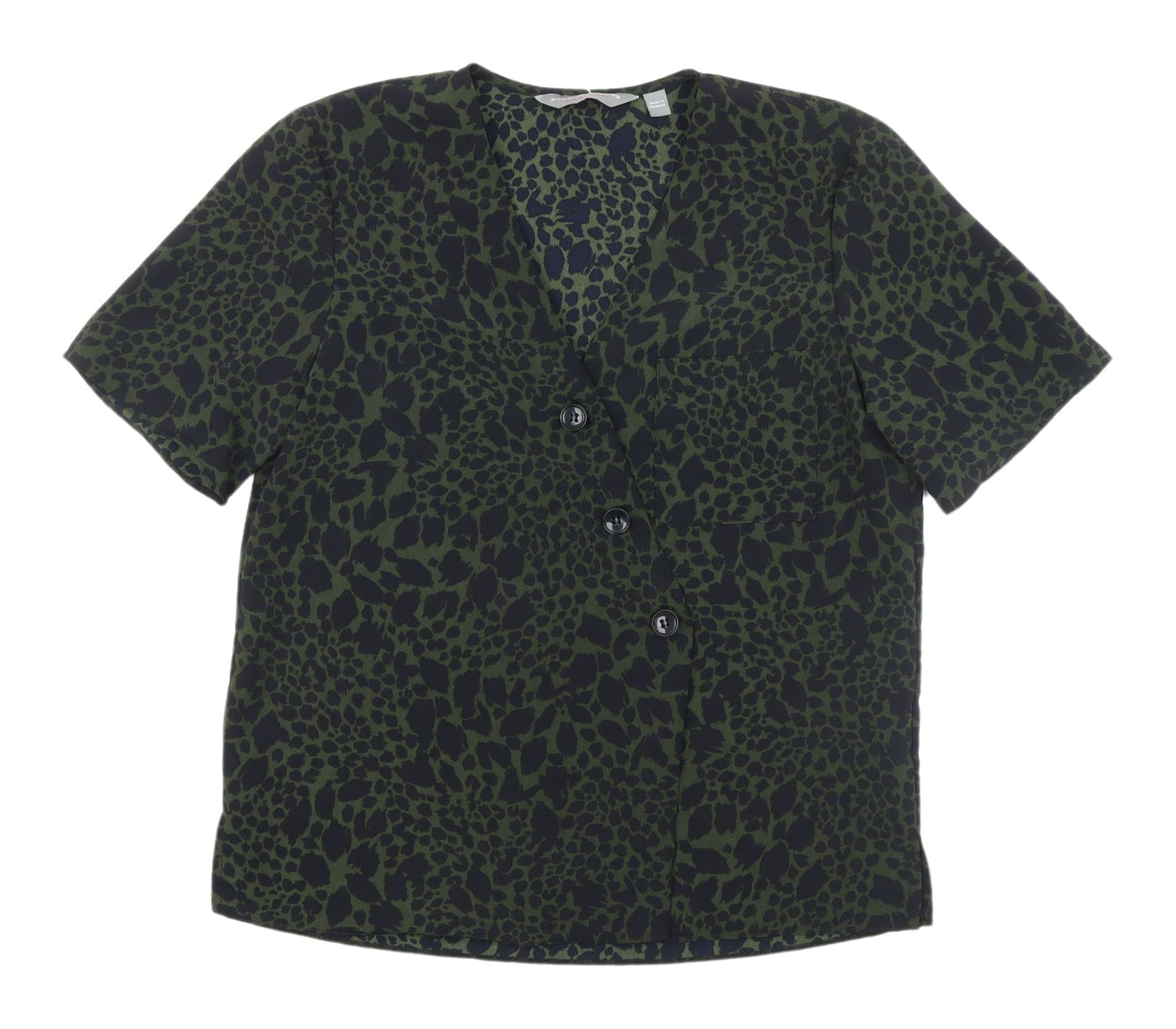 Dorothy Perkins Women's Green Animal Print Blouse Size 8