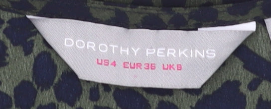 Dorothy Perkins Women's Green Animal Print Blouse Size 8