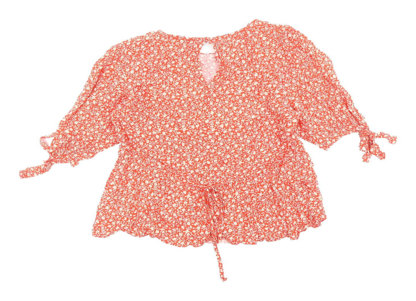 New Look Women's Red Floral Tunic Blouse Size 16