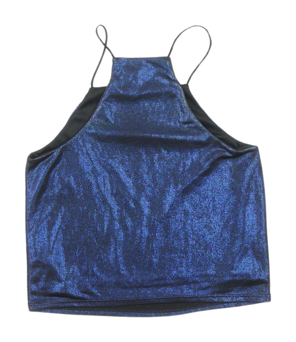 Topshop Women's Blue Cropped Halter Tank Top