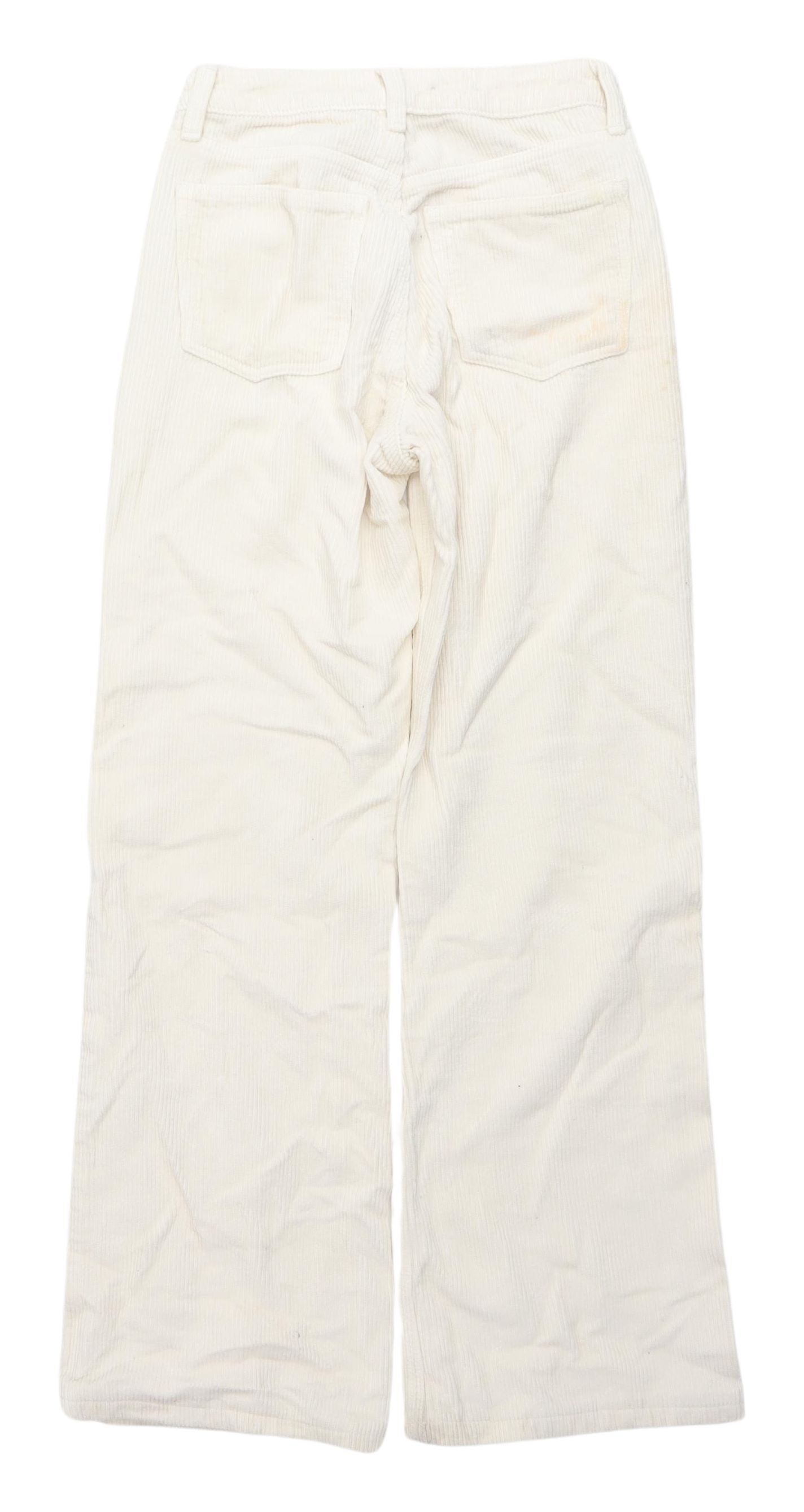 Topshop Women's Ivory Cropped Corduroy Trousers Size 6