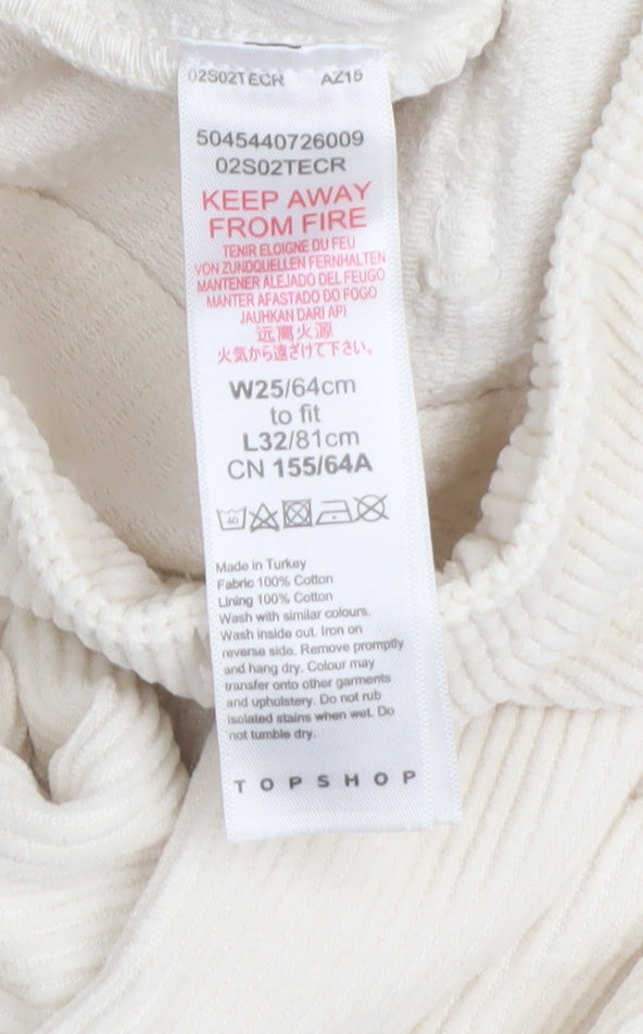 Topshop Women's Ivory Cropped Corduroy Trousers Size 6