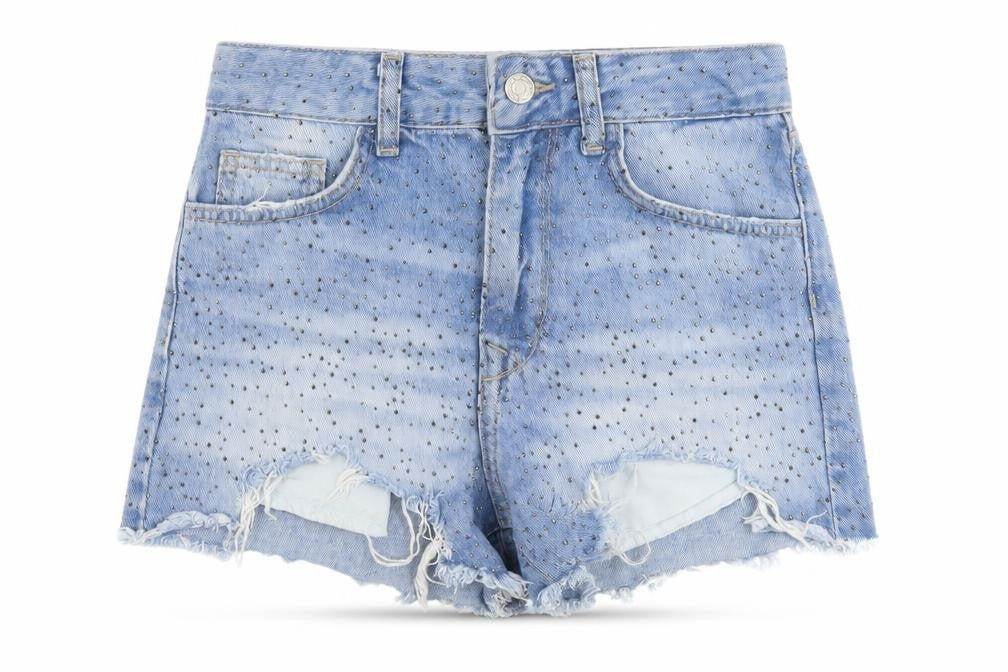 Bershka Women's Blue Denim Cut-Off Shorts Size 4