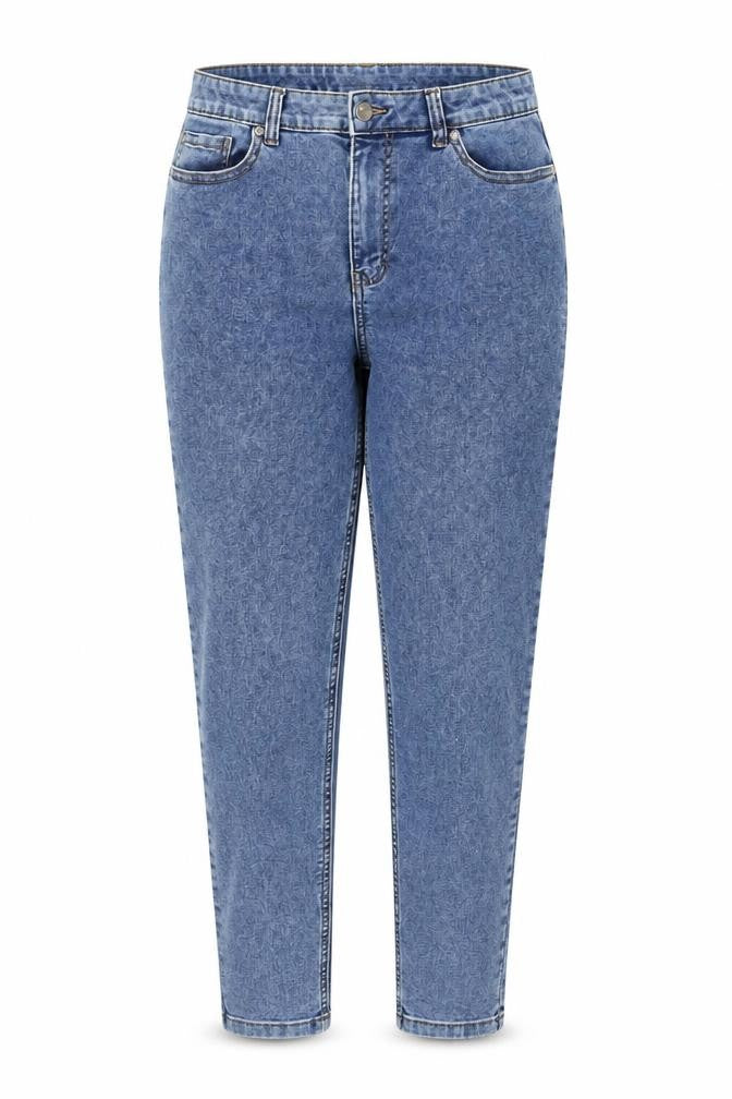 Front view of Jeff & Co Women's Blue Straight Jeans, size 14