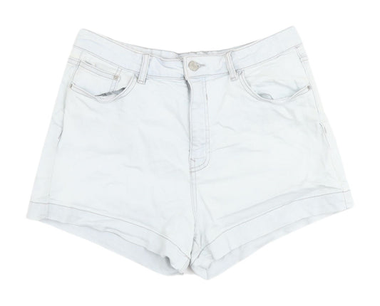 Pull&Bear Women's White Denim Shorts Size 14