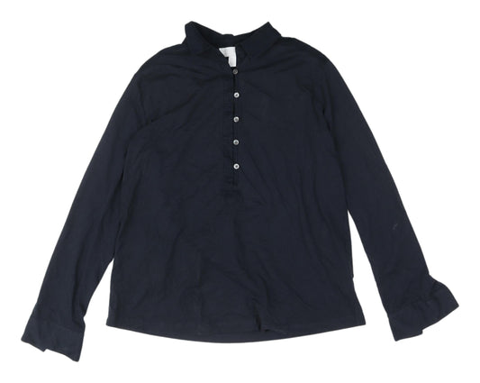 The White Company Black Button-Up Shirt Women Size 8