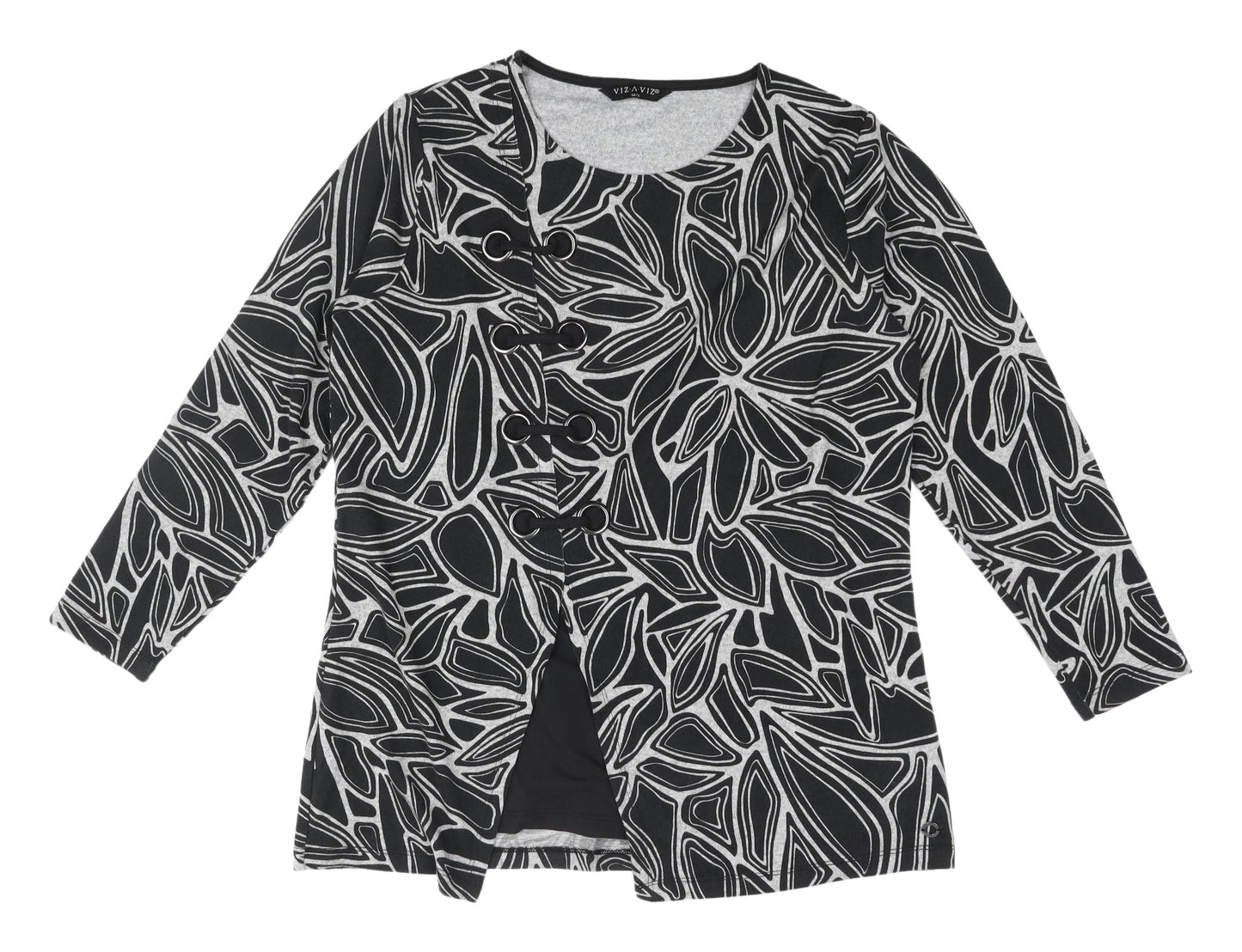Viz-A-Viz Women's Black Cardigan 14/16 Geometric Print