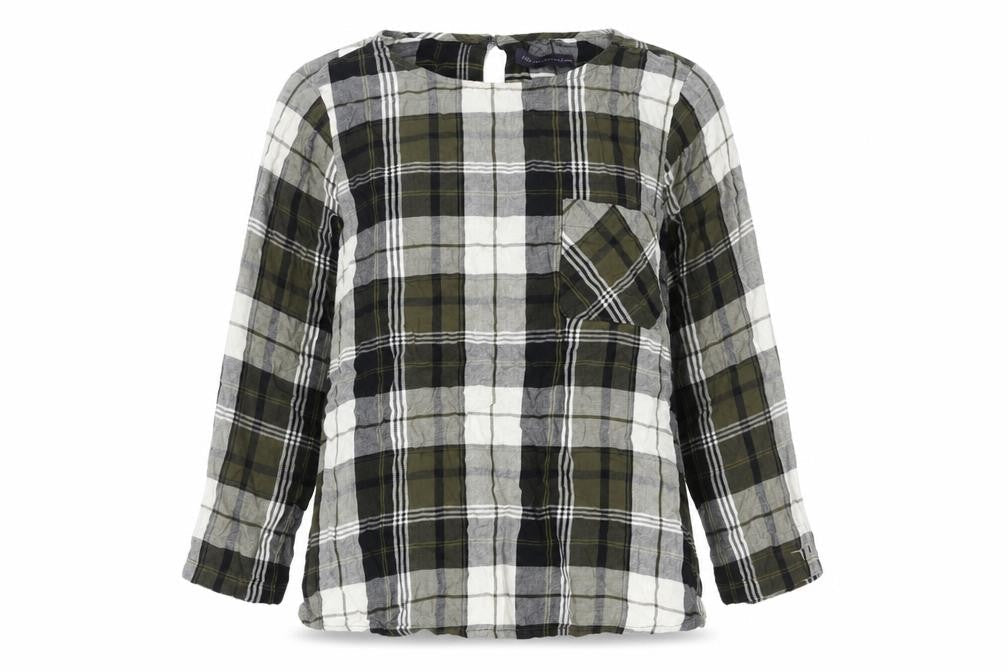 Marks and Spencer Women's Green Plaid Blouse, Size 12