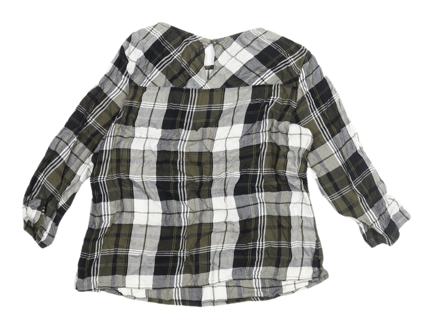 Marks and Spencer Women's Green Plaid Blouse, Size 12