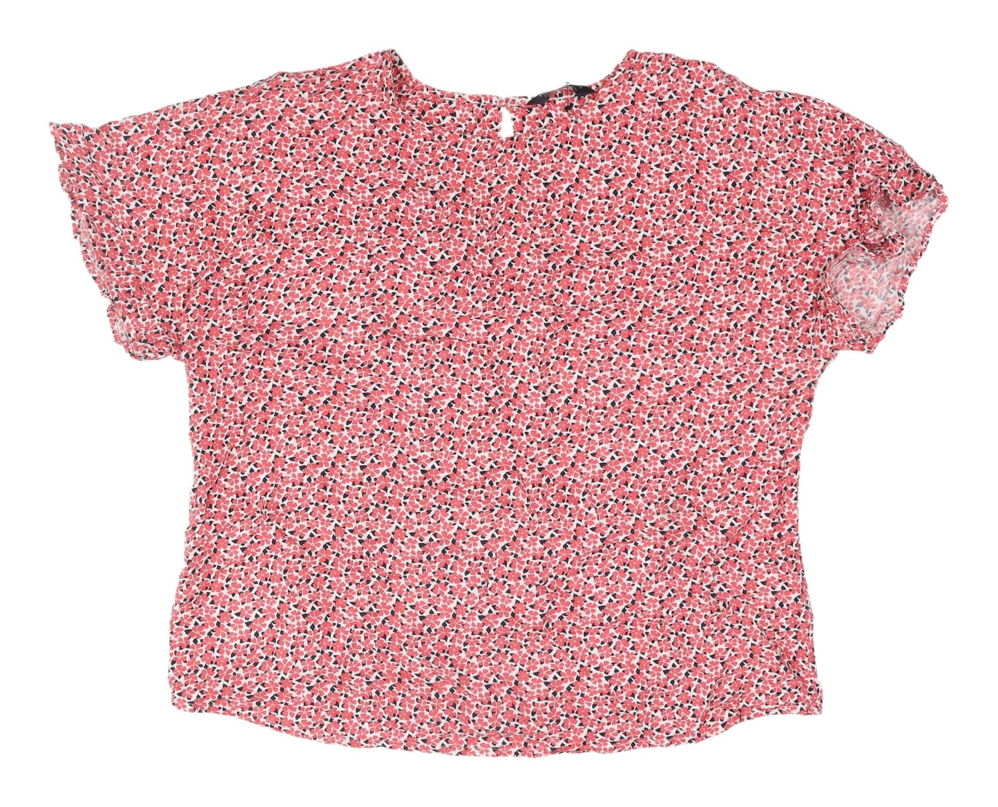 Marks and Spencer Women's Red Floral Flutter Sleeve Top