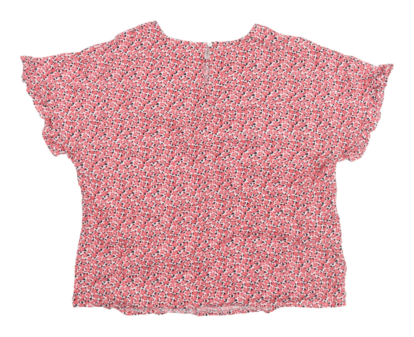 Marks and Spencer Women's Red Floral Flutter Sleeve Top