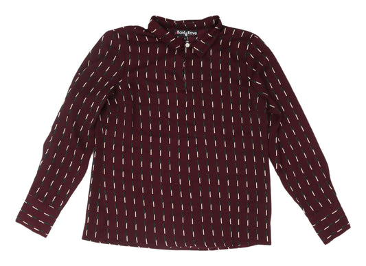 Rant & Rave Women's Red Geometric Blouse Size 12
