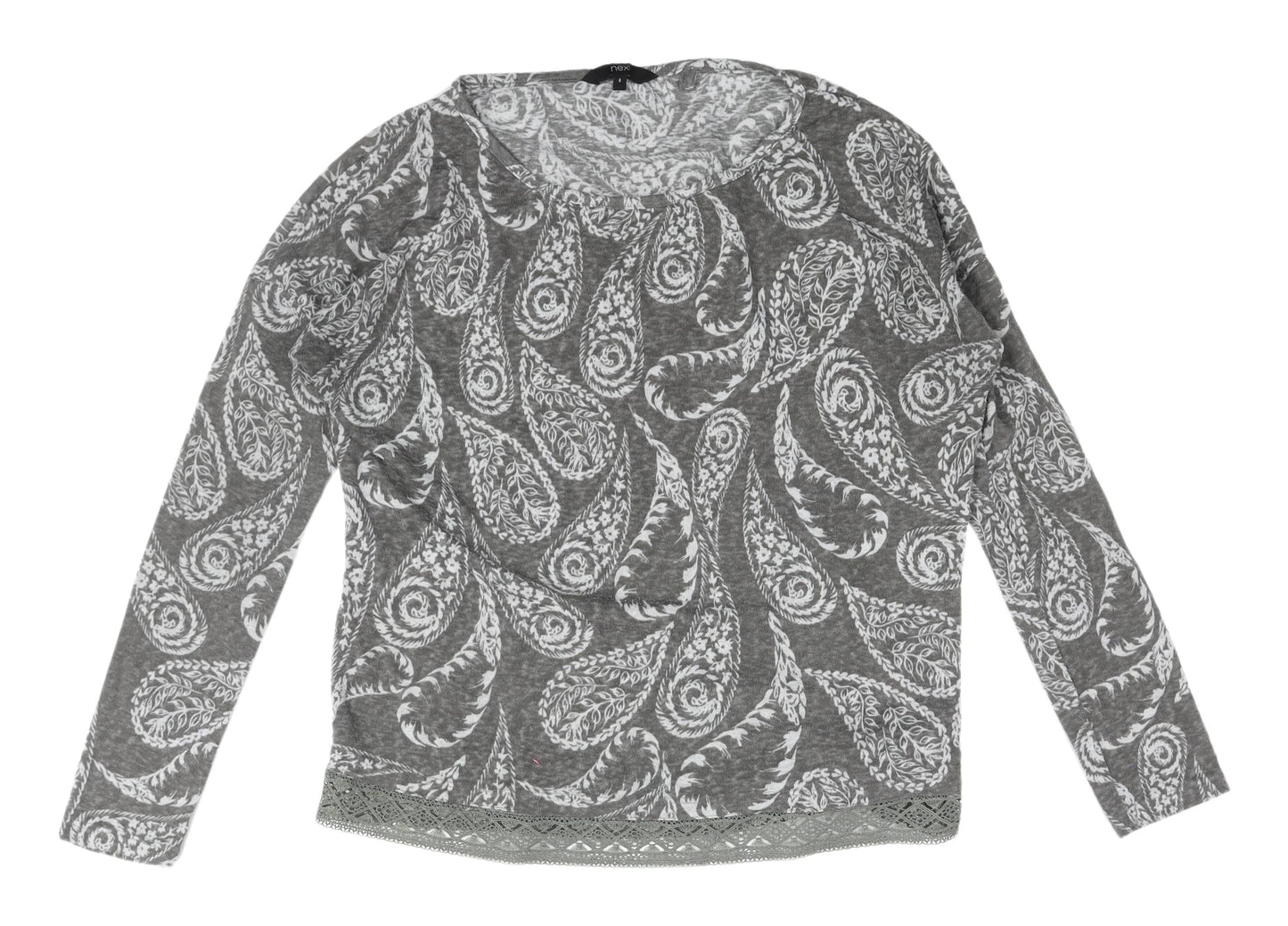 Next Women's Grey Paisley Pullover Jumper Size 8