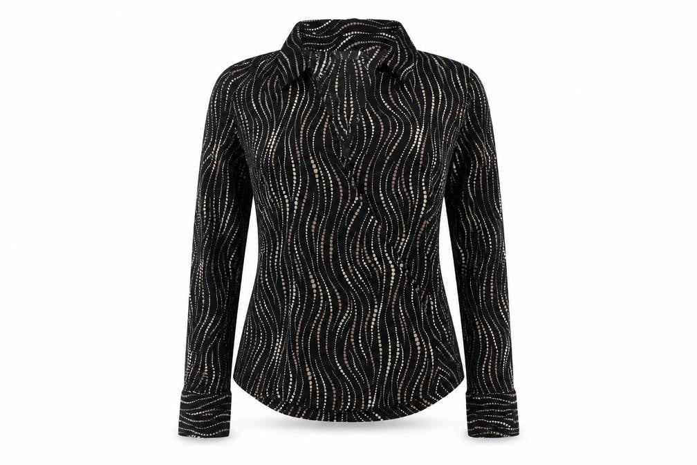 Marks and Spencer Black Geometric High Neck Women's Blouse