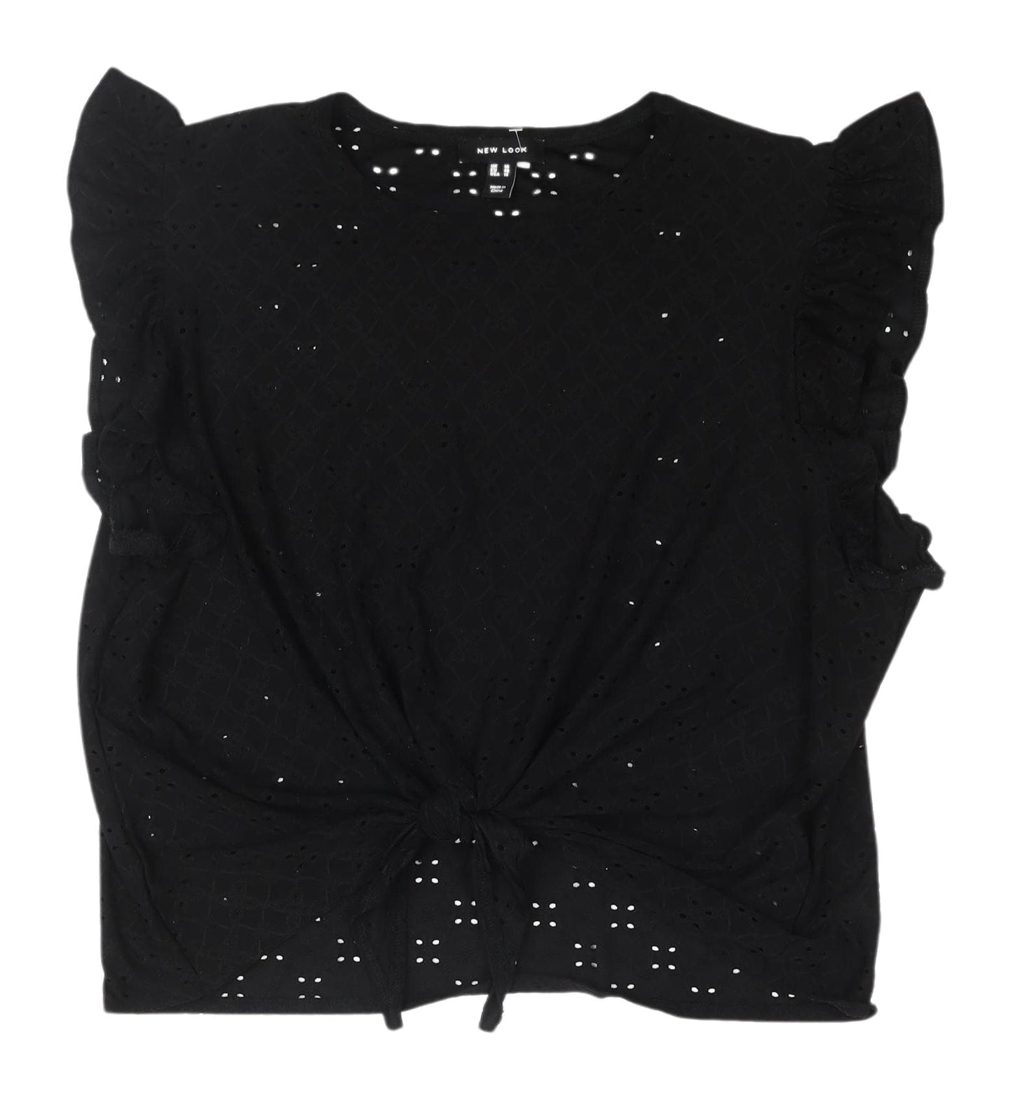 New Look Women's Black Crop Blouse, Size 18, Ruffle Casual