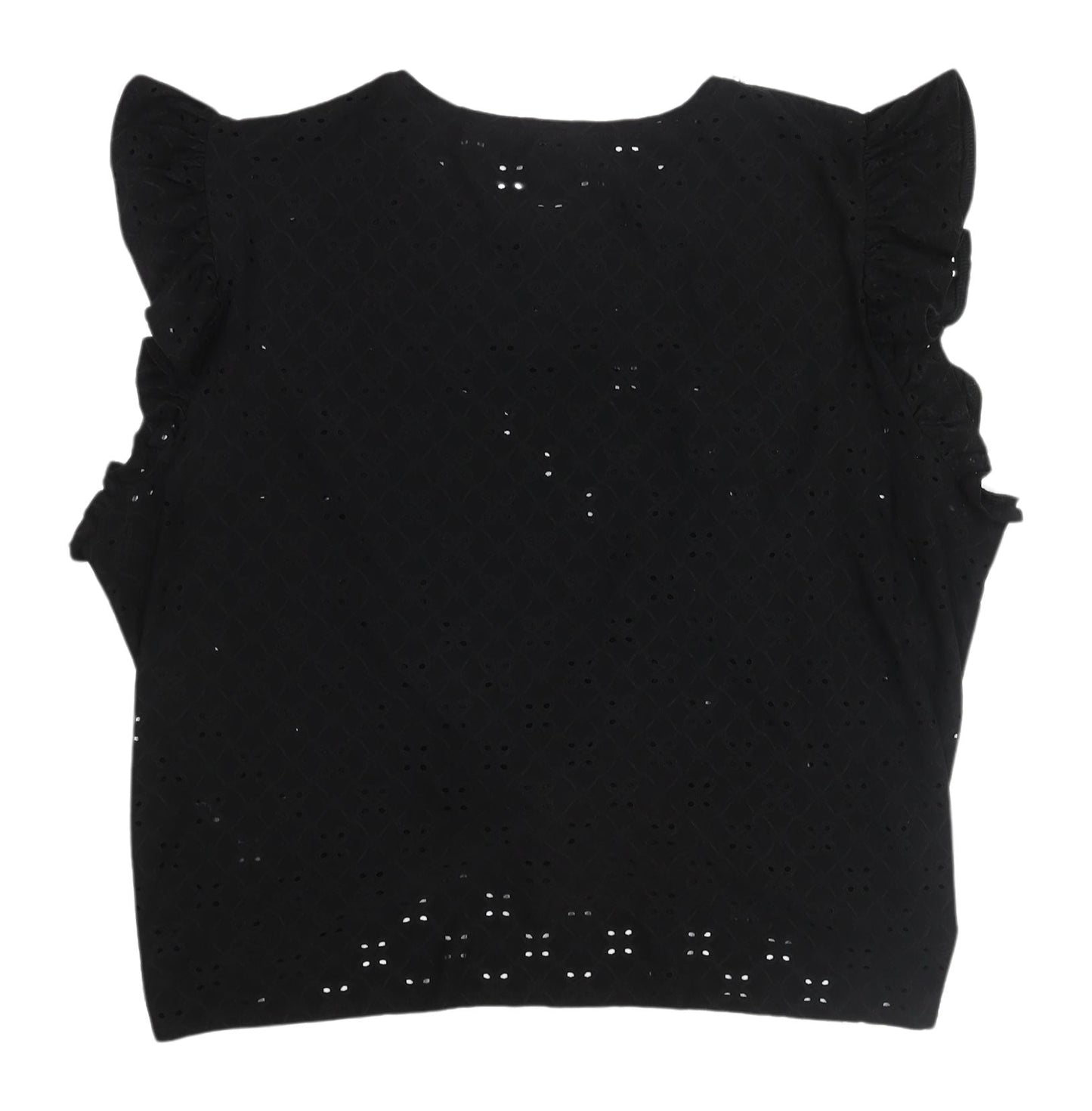 New Look Women's Black Crop Blouse, Size 18, Ruffle Casual