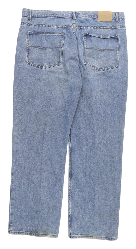 Refined Men's Blue Straight Jeans 5XL Classic Fit