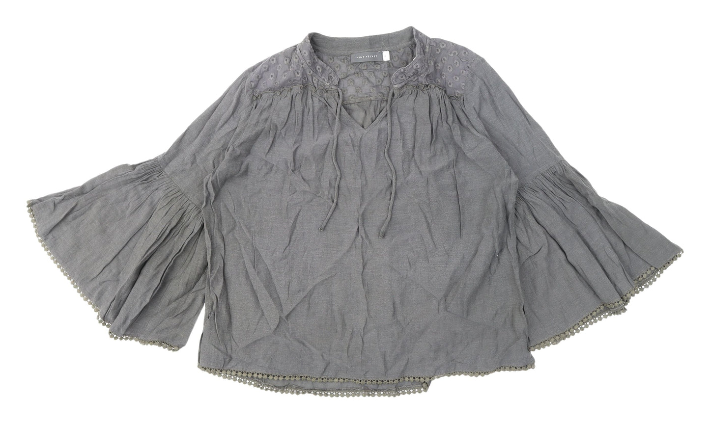 Mint Velvet Women's Grey Bohemian Blouse, Size 8