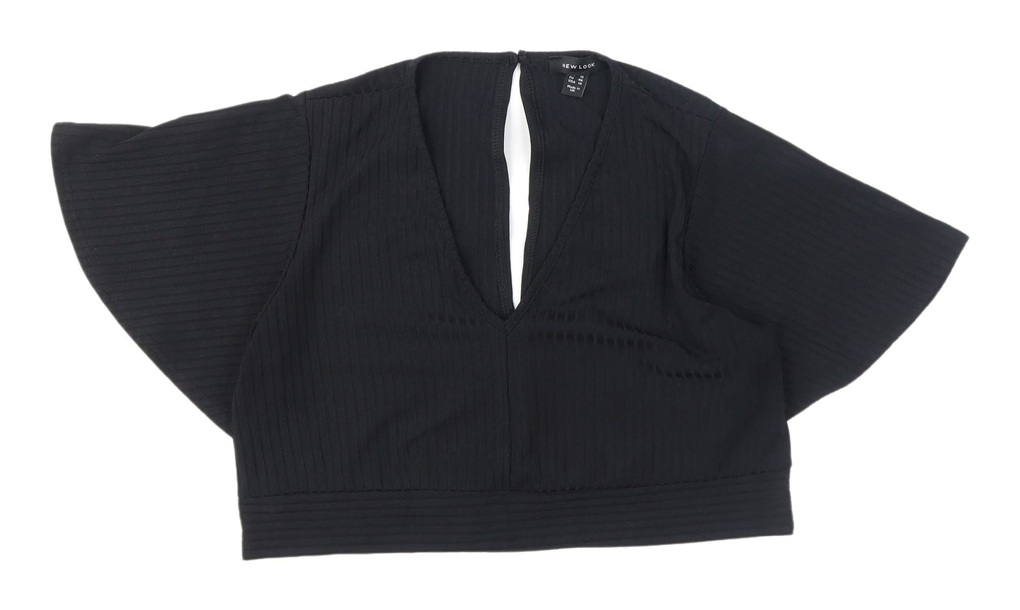 New Look Black Cropped Blouse Women UK Size 18
