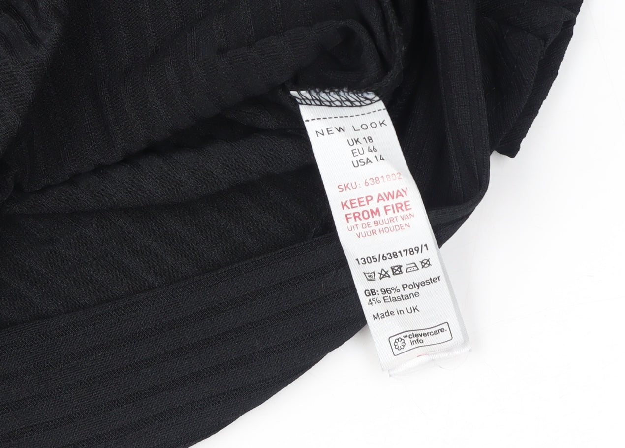 New Look Black Cropped Blouse Women UK Size 18