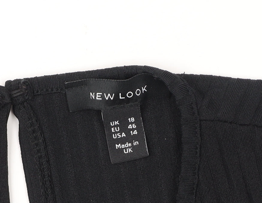 New Look Black Cropped Blouse Women UK Size 18