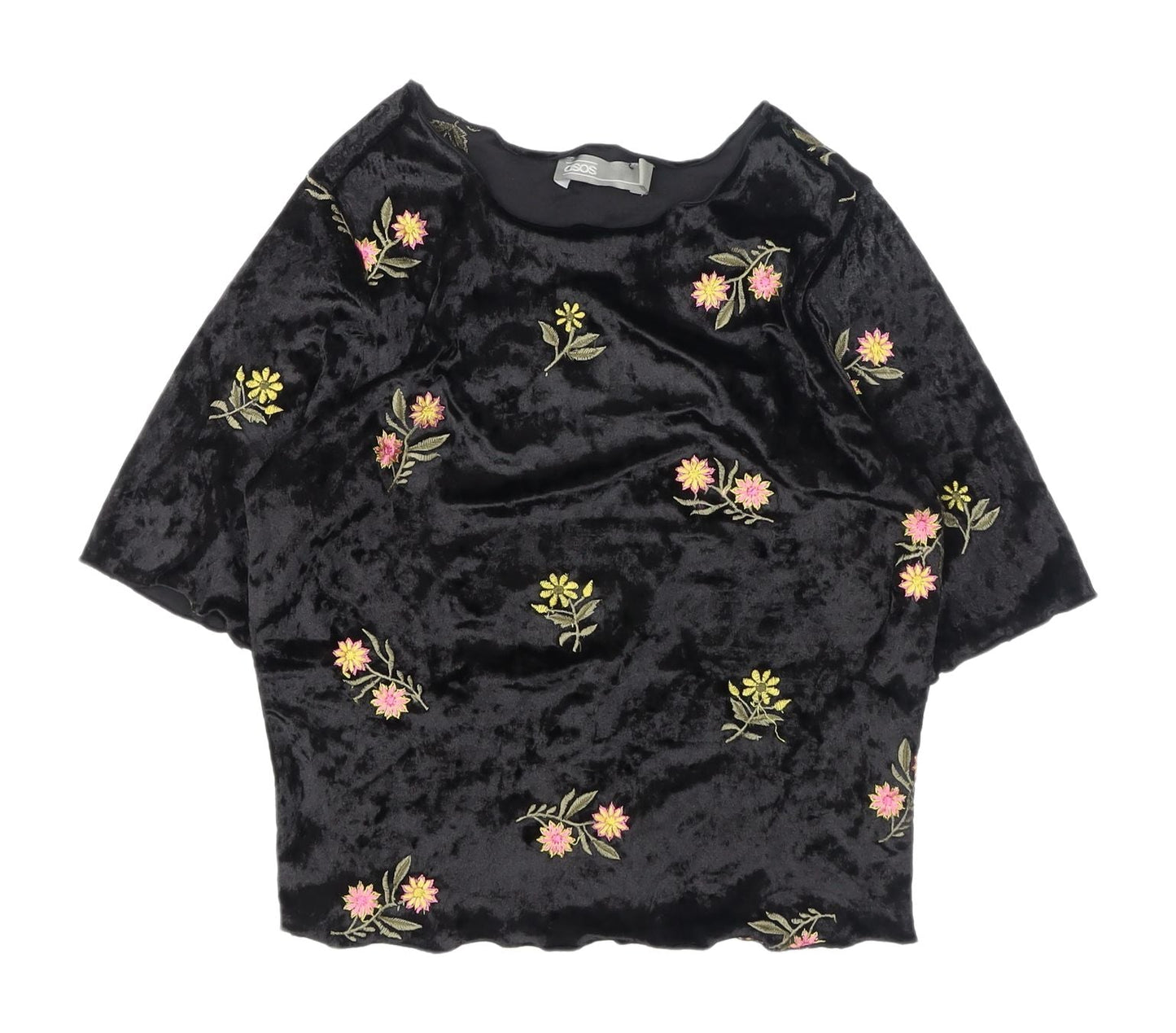 ASOS Women's Black Floral Embroidered Blouse Size 6