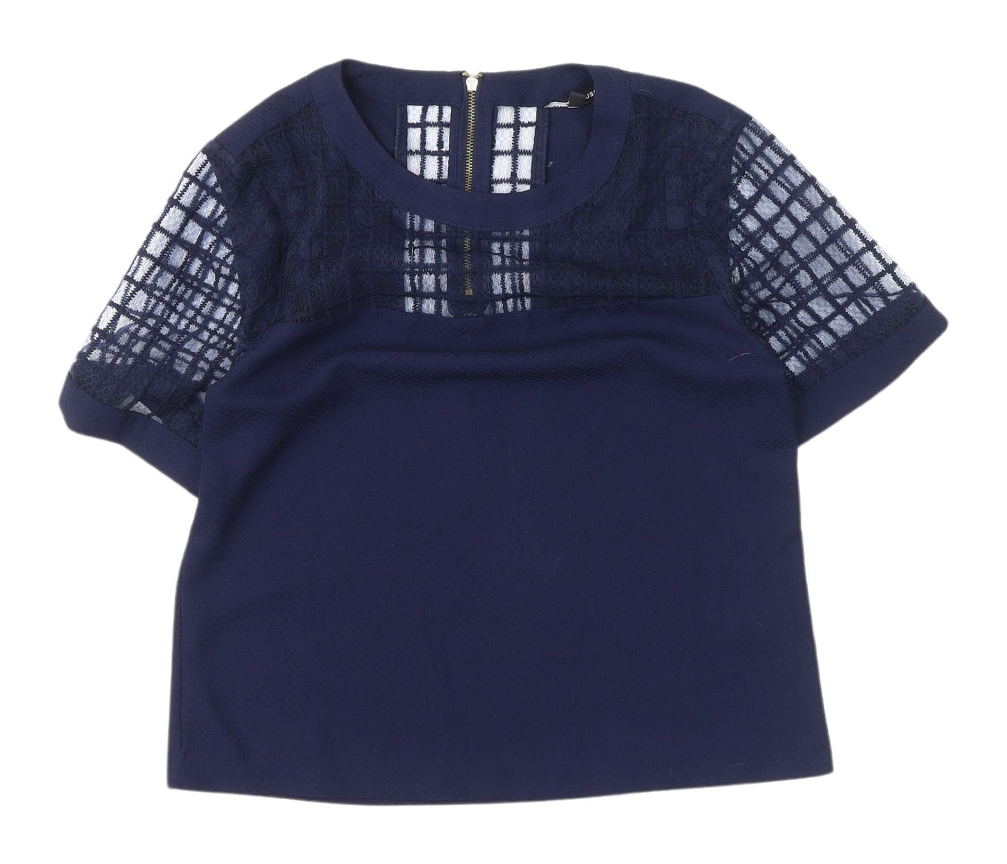 Warehouse Women's Blue Knit Blouse - Size 10, Casual Chic