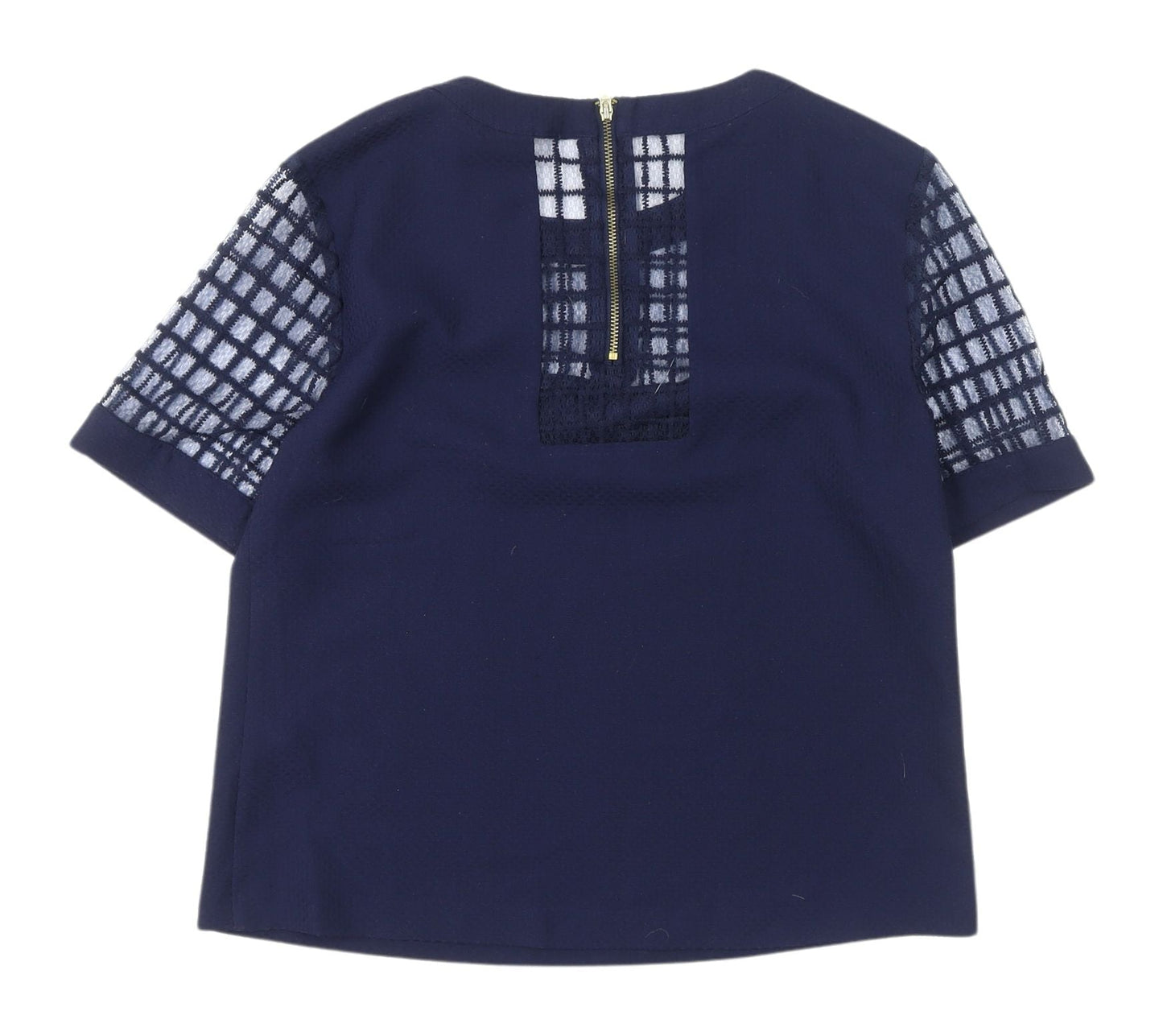 Warehouse Women's Blue Knit Blouse - Size 10, Casual Chic