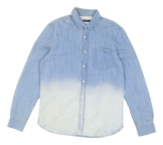 French Connection Men's Blue Colourblock Shirt S