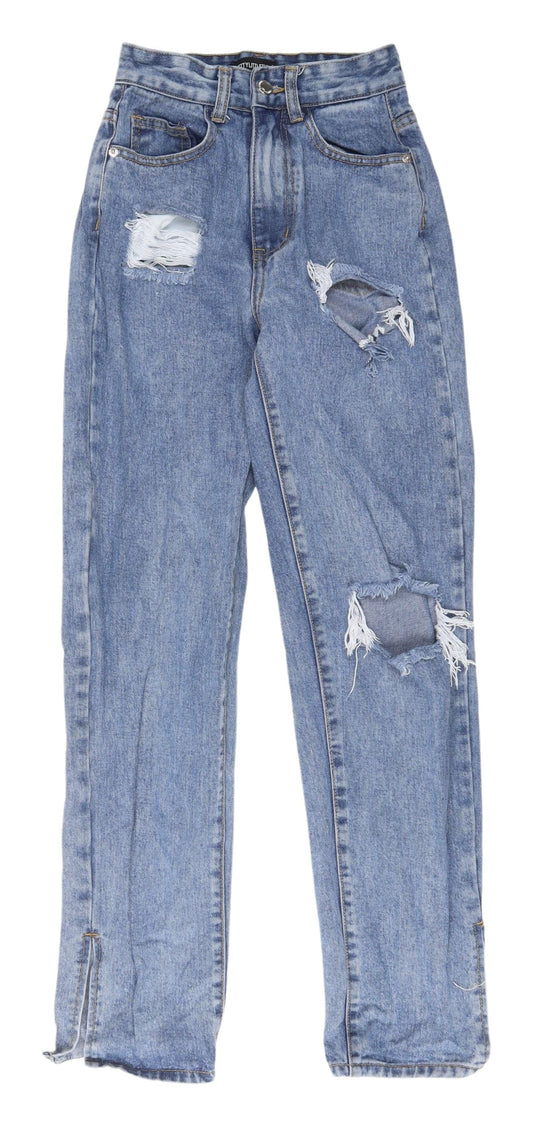 PrettyLittleThing Women's Blue High Rise Mom Jeans Size 4
