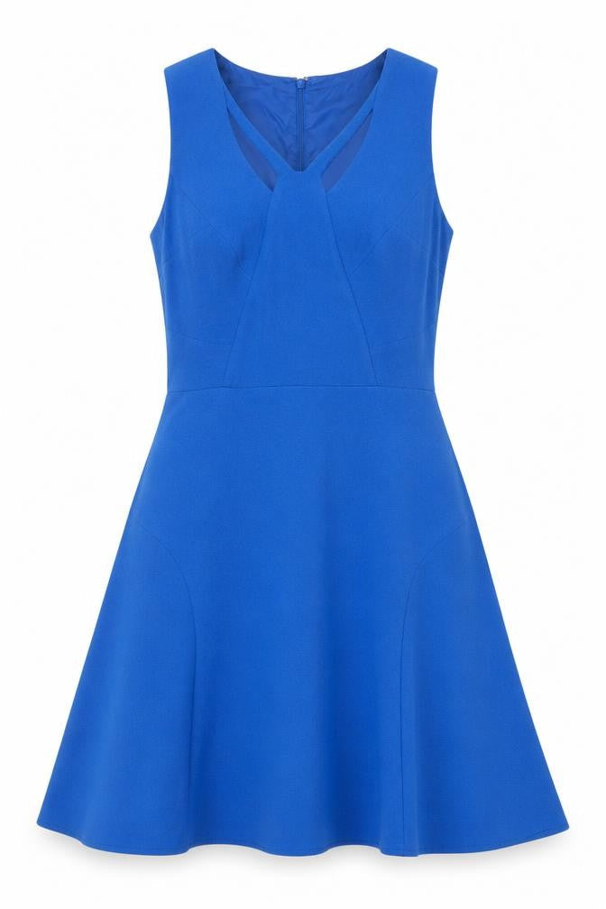 Warehouse Women's Blue Fit & Flare Sleeveless Mini Dress